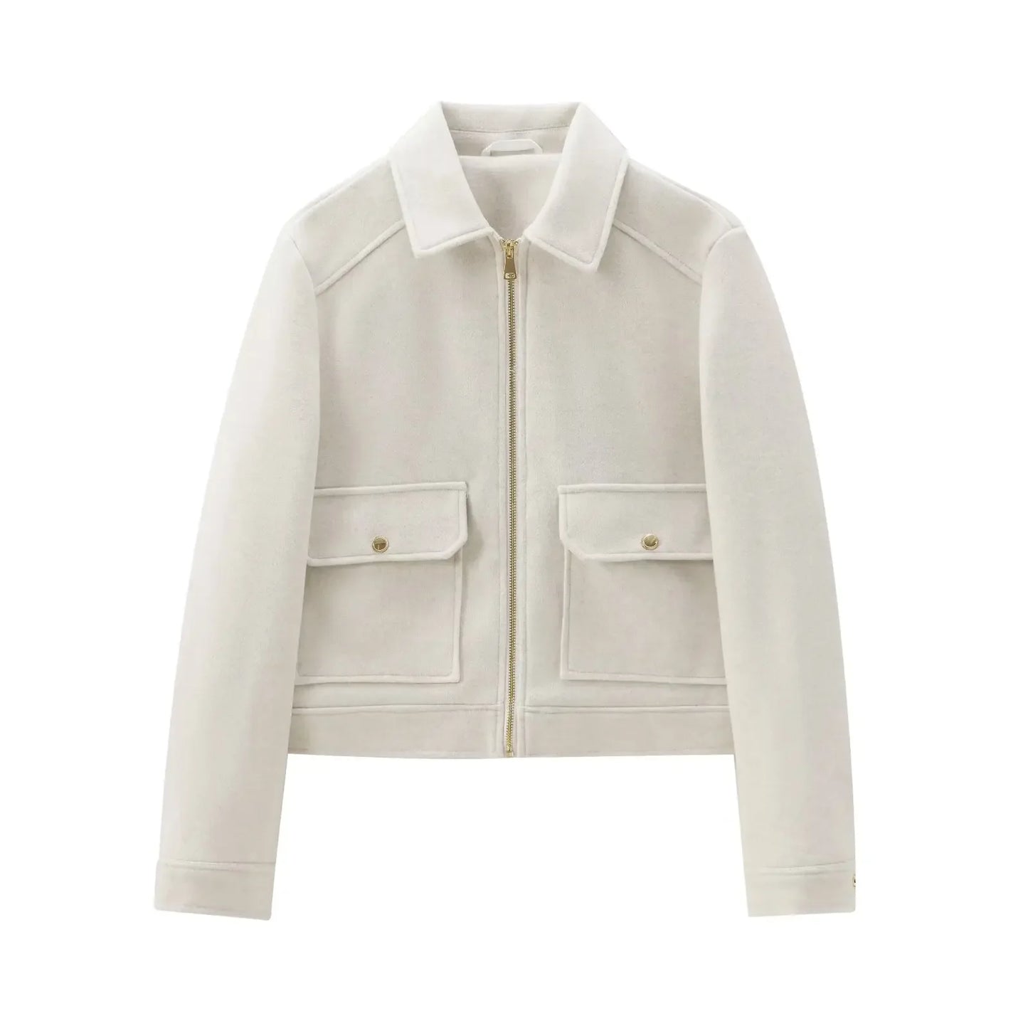 Jasmin | Damen Kurze Utility-Jacke mit Reißverschluss vorne