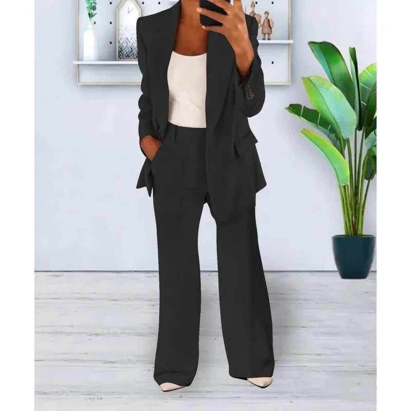 Hanna | Schickes Formelles Anzugset mit Tailliertem Langen Blazer für Damen
