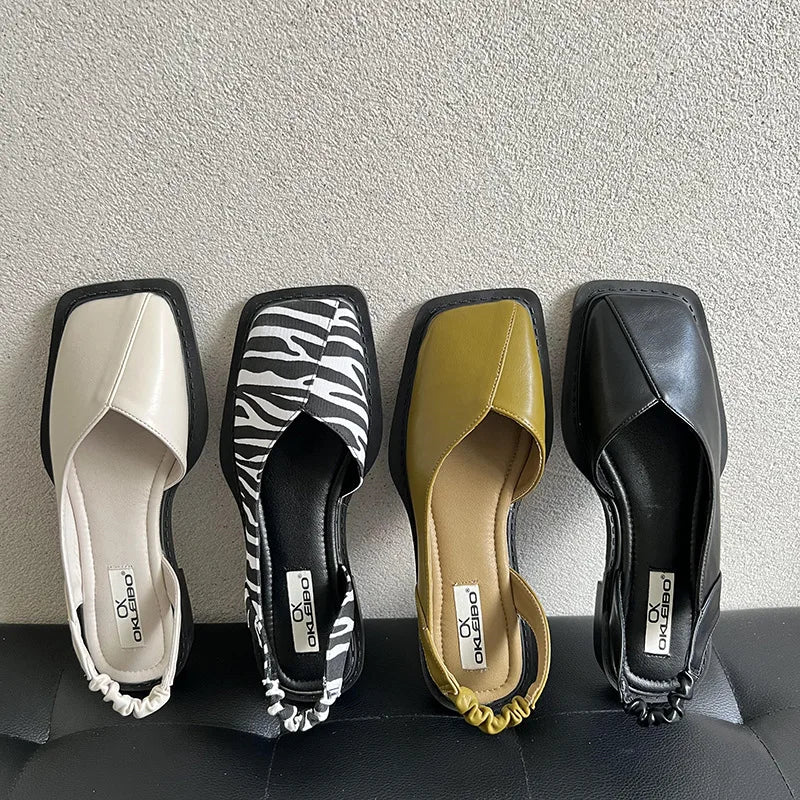 Annika | Damen Eckige Zehen Slingback Heels
