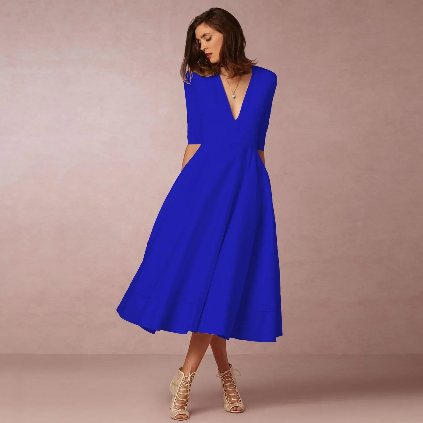 Sabina | Damen Fließendes Midi-Kleid
