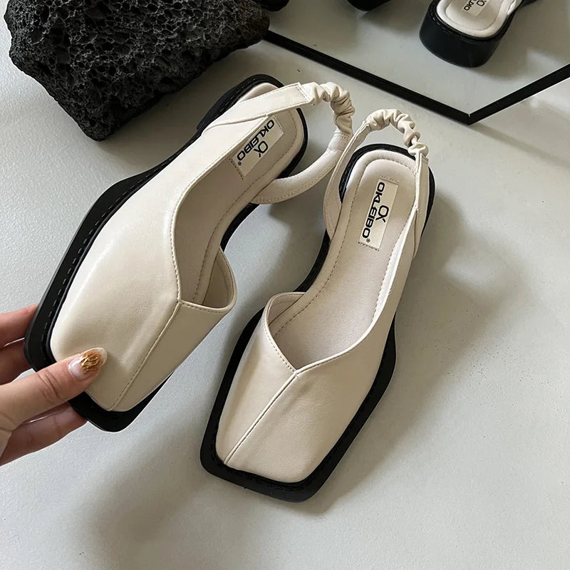 Annika | Damen Eckige Zehen Slingback Heels