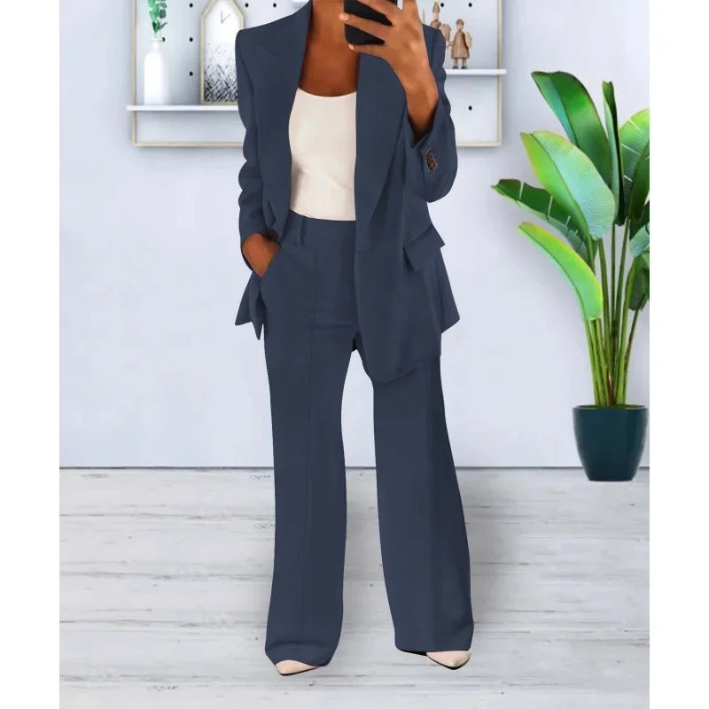 Hanna | Schickes Formelles Anzugset mit Tailliertem Langen Blazer für Damen