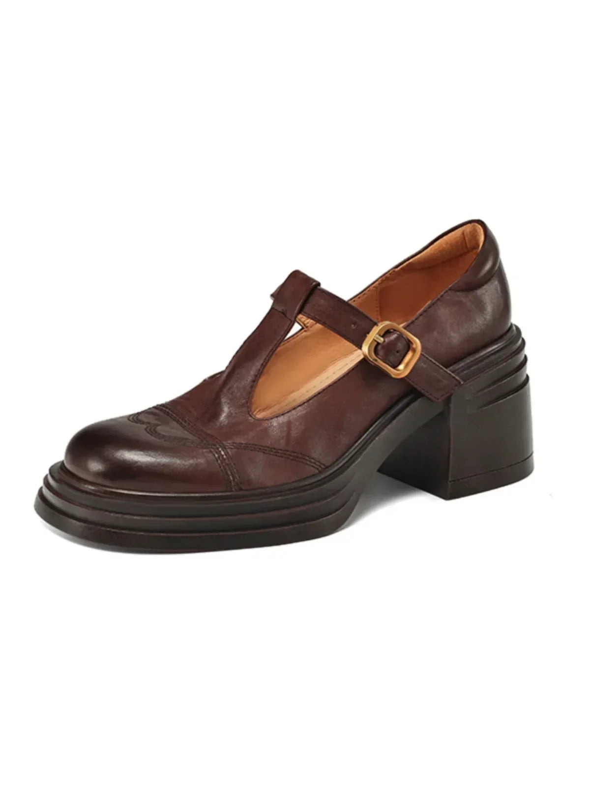 Martina | Klassische Damen Leder T-Riemchen Schuhe