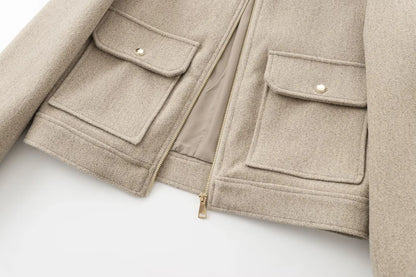 Jasmin | Damen Kurze Utility-Jacke mit Reißverschluss vorne