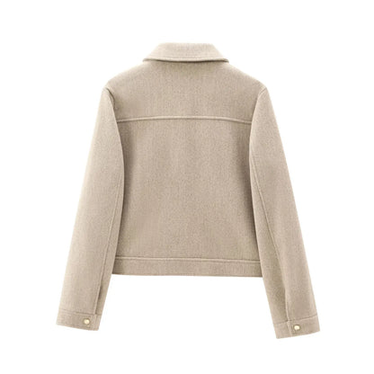 Jasmin | Damen Kurze Utility-Jacke mit Reißverschluss vorne