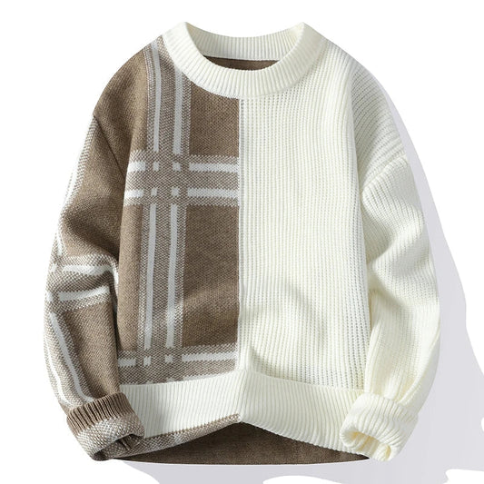 Paul | Herren Winter-Colorblock-Rundhals-Pullover