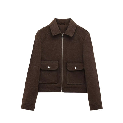 Jasmin | Damen Kurze Utility-Jacke mit Reißverschluss vorne