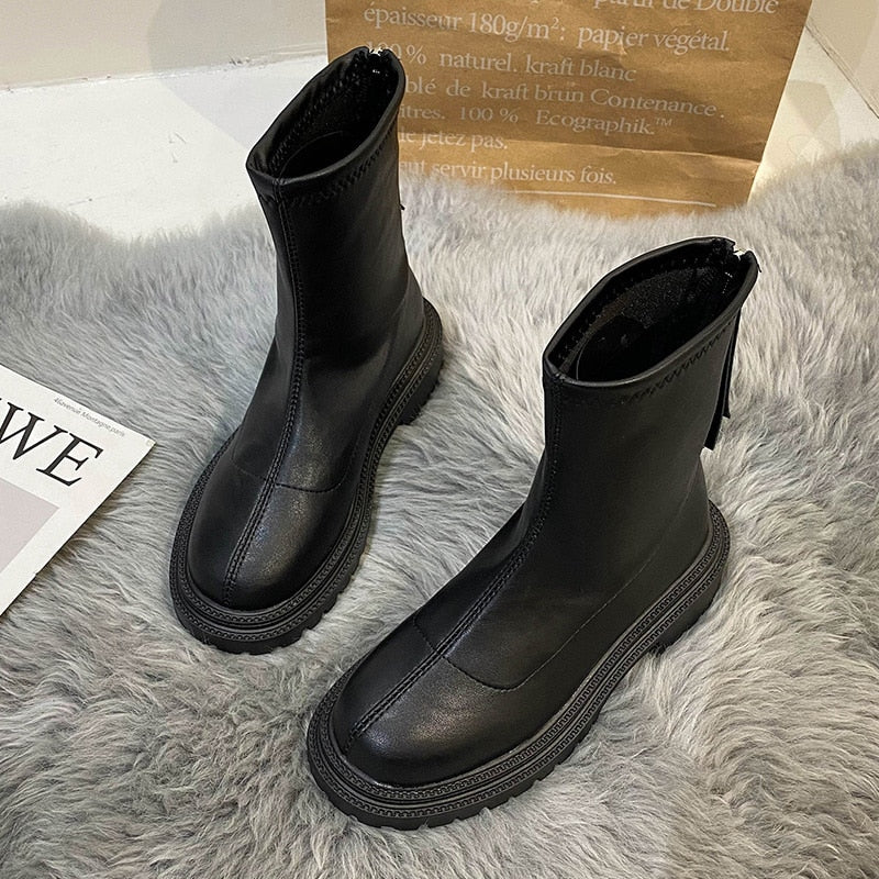 Elsa | Damen Modische Knöchelstiefel mit Breitem Absatz
