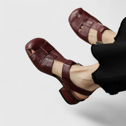 Julia | Damen Retro Geschlossene Zehen Chunky Sandalen