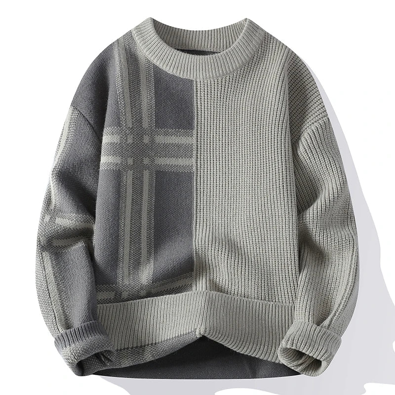 Paul | Herren Winter-Colorblock-Rundhals-Pullover