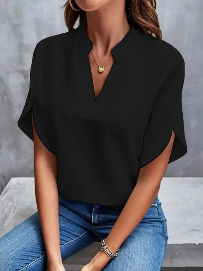 Susanne | Damen Schicke Sommerbluse mit V-Ausschnitt