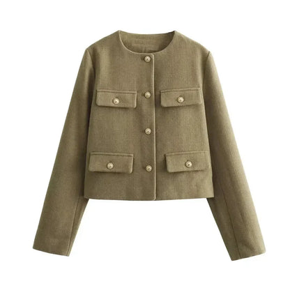 Johanna | Damen Klassische Kurzjacke mit Knopfleiste vorne