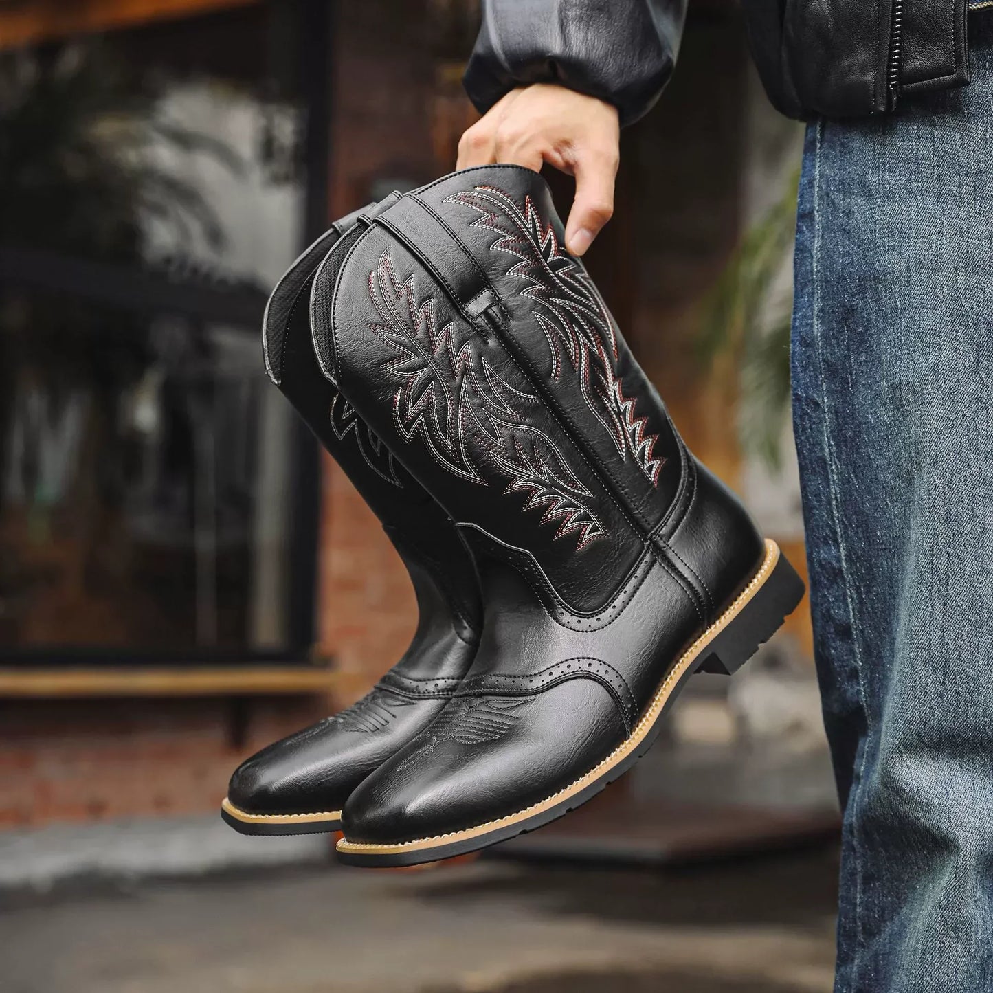 Hugo | Herren Klassische Westernstiefel mit Rundspitze
