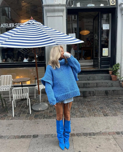 Renate | Damen Frühlings Oversize Strickkleid