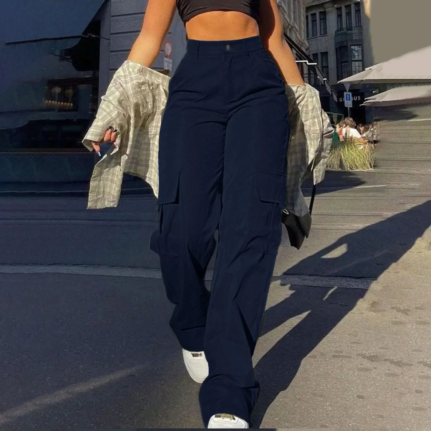 Anja | Damen Streetwear Cargohose mit Weitem Bein