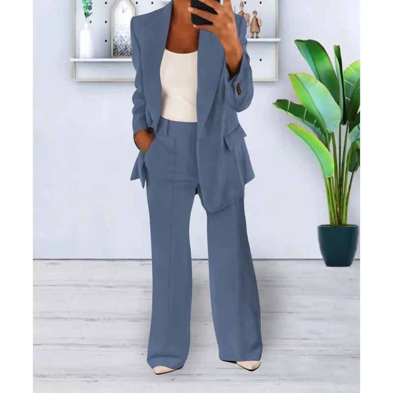 Hanna | Schickes Formelles Anzugset mit Tailliertem Langen Blazer für Damen