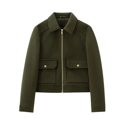 Jasmin | Damen Kurze Utility-Jacke mit Reißverschluss vorne