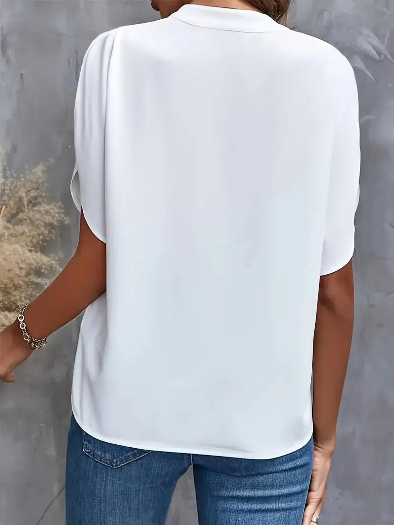 Susanne | Damen Schicke Sommerbluse mit V-Ausschnitt