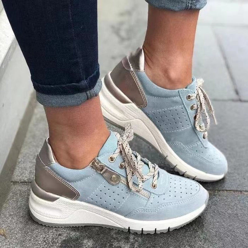 Gudrun | Damen Lässige Perforierte Schnürsneaker