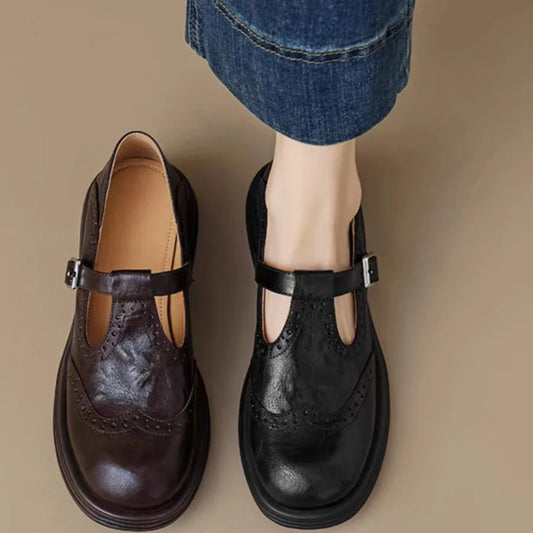 Jessica | Klassische Damen Leder T-Riemchen Schuhe