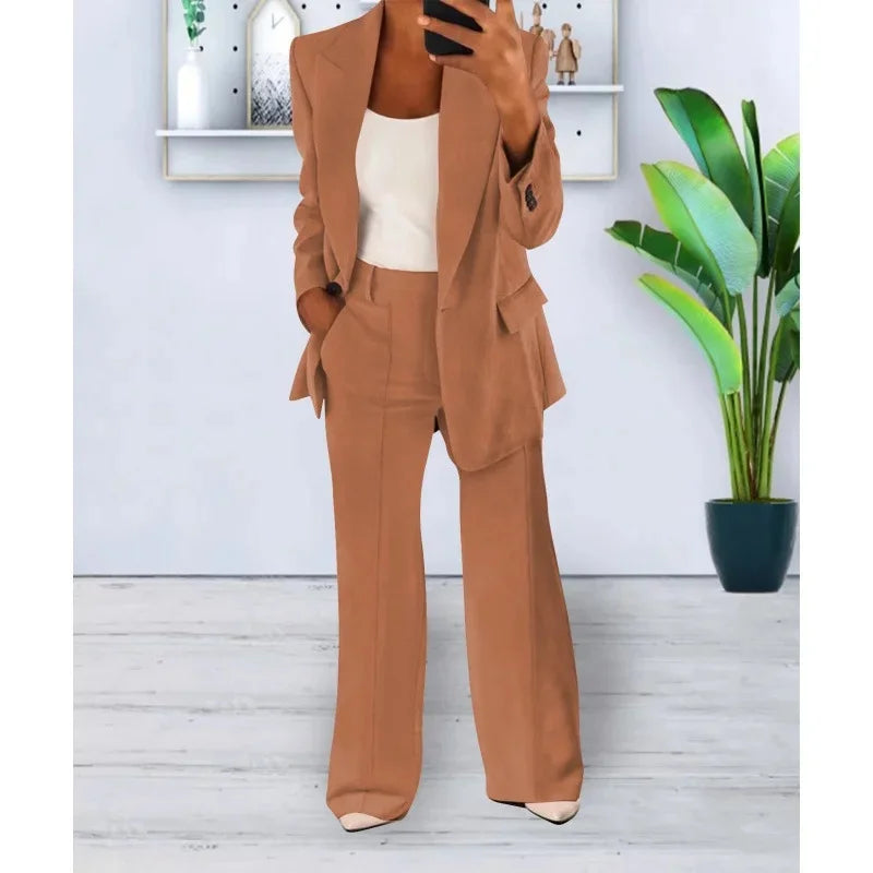 Hanna | Schickes Formelles Anzugset mit Tailliertem Langen Blazer für Damen