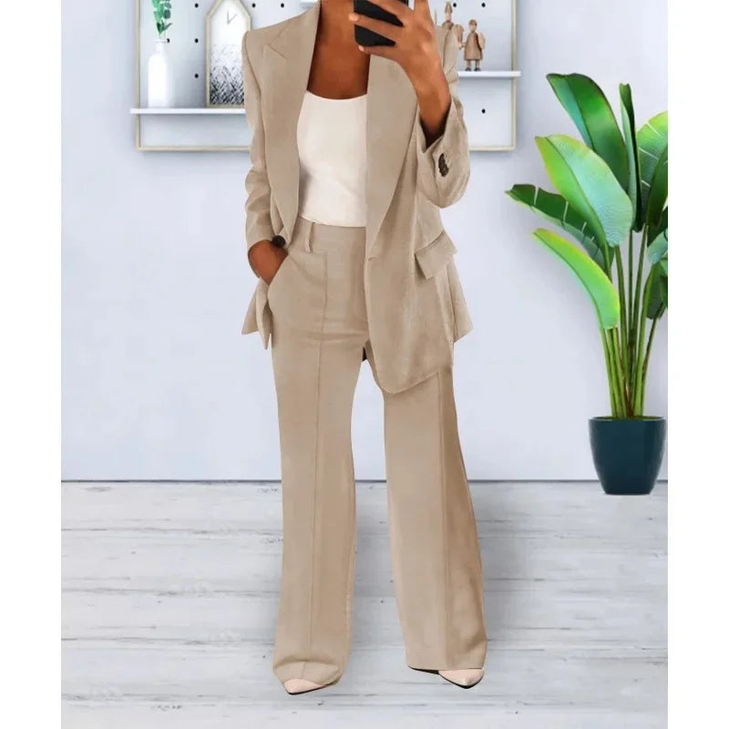 Hanna | Schickes Formelles Anzugset mit Tailliertem Langen Blazer für Damen