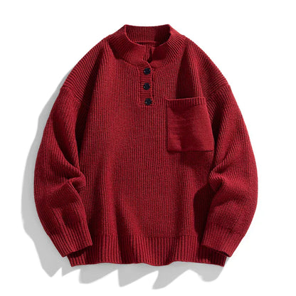 Sebastian | Herren Winter-Strickpullover mit Knopfleiste