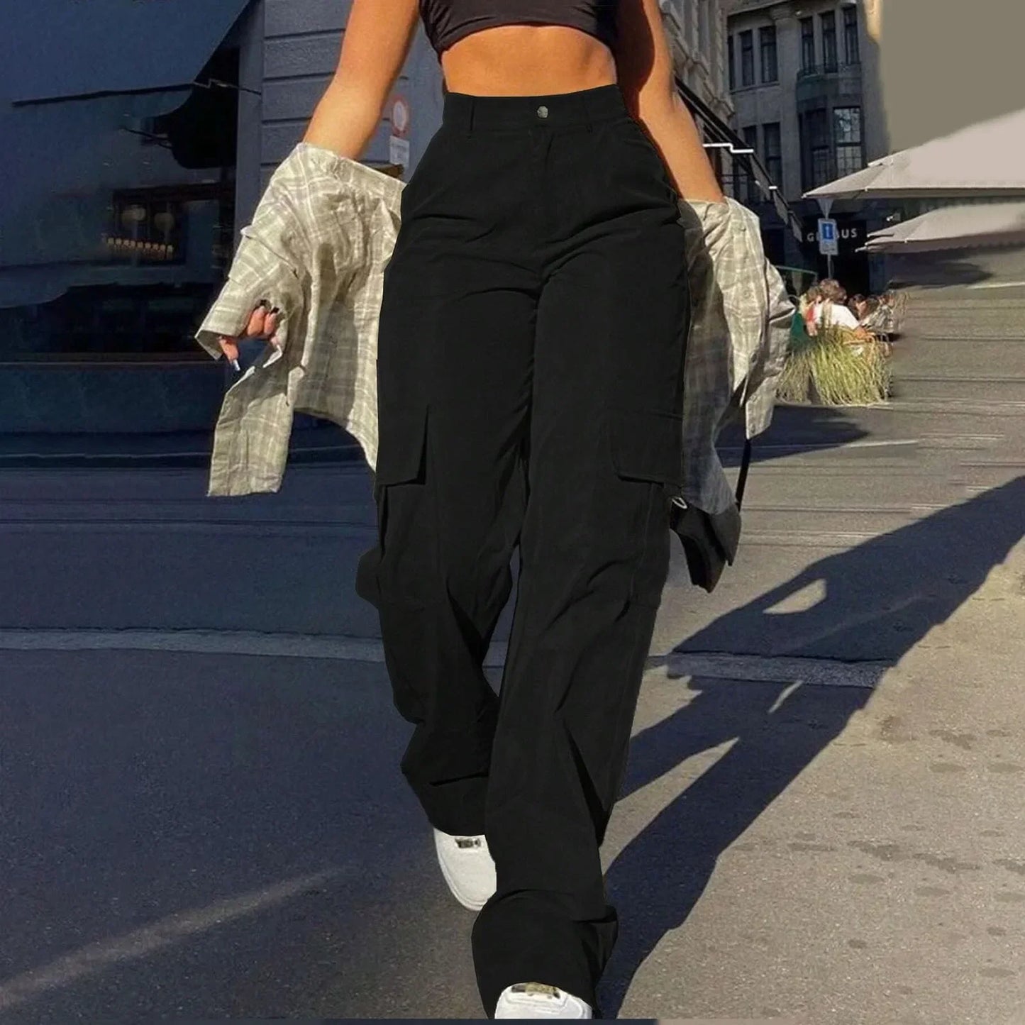 Anja | Damen Streetwear Cargohose mit Weitem Bein