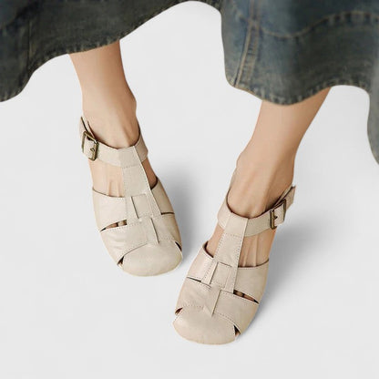 Julia | Damen Retro Geschlossene Zehen Chunky Sandalen