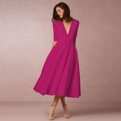 Sabina | Damen Fließendes Midi-Kleid