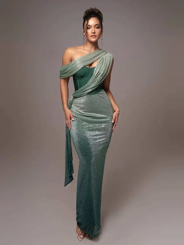 Pauline | Damen Ein-Schulter Abendkleid