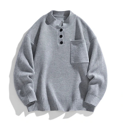 Sebastian | Herren Winter-Strickpullover mit Knopfleiste
