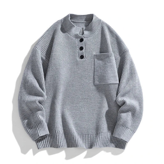 Sebastian | Herren Winter-Strickpullover mit Knopfleiste