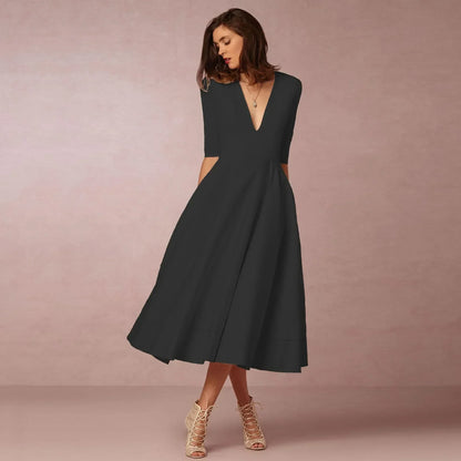 Sabina | Damen Fließendes Midi-Kleid