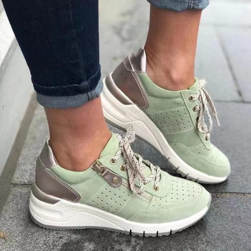 Gudrun | Damen Lässige Perforierte Schnürsneaker