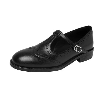 Nadine | Klassische Damen Leder T-Riemchen Schuhe