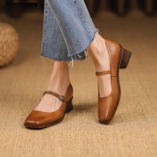 Maria | Damen Frühlings-Sandalen mit Riemen und Blockabsatz