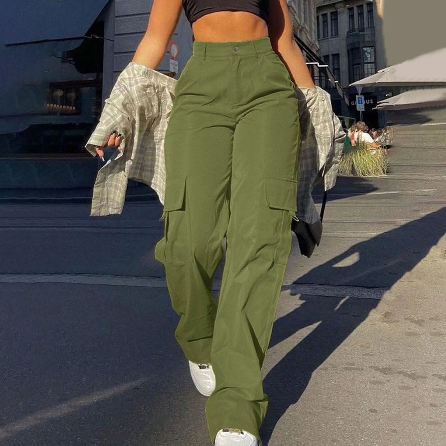 Anja | Damen Streetwear Cargohose mit Weitem Bein