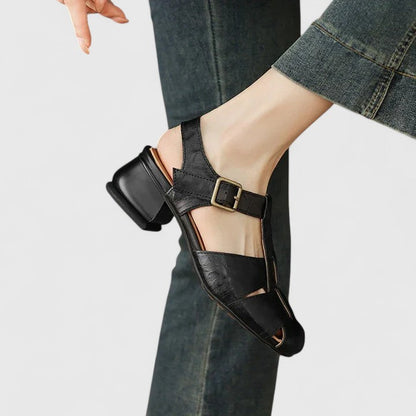 Julia | Damen Retro Geschlossene Zehen Chunky Sandalen
