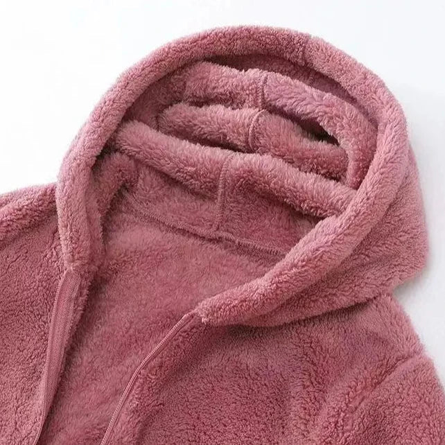 Lydia | Damen Winter-Kuschelige Kapuzenjacke mit Reißverschluss