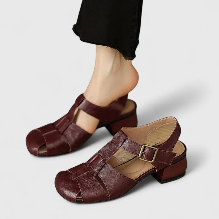 Julia | Damen Retro Geschlossene Zehen Chunky Sandalen