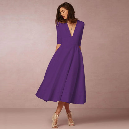 Sabina | Damen Fließendes Midi-Kleid