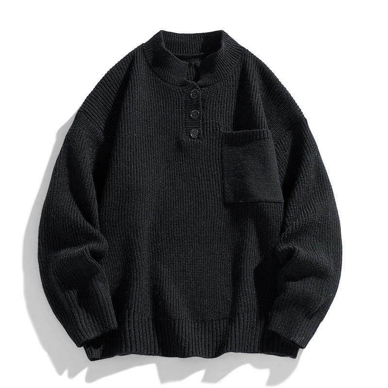 Sebastian | Herren Winter-Strickpullover mit Knopfleiste
