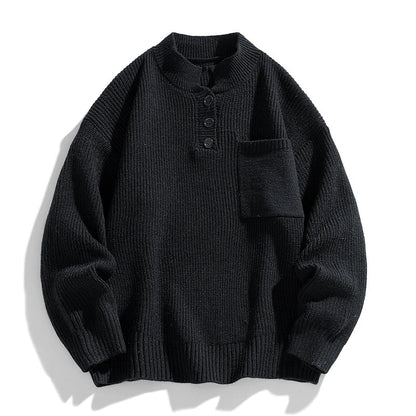 Sebastian | Herren Winter-Strickpullover mit Knopfleiste