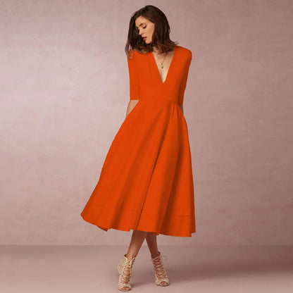 Sabina | Damen Fließendes Midi-Kleid