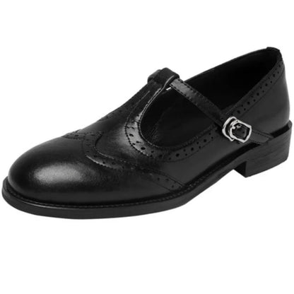 Nadine | Klassische Damen Leder T-Riemchen Schuhe