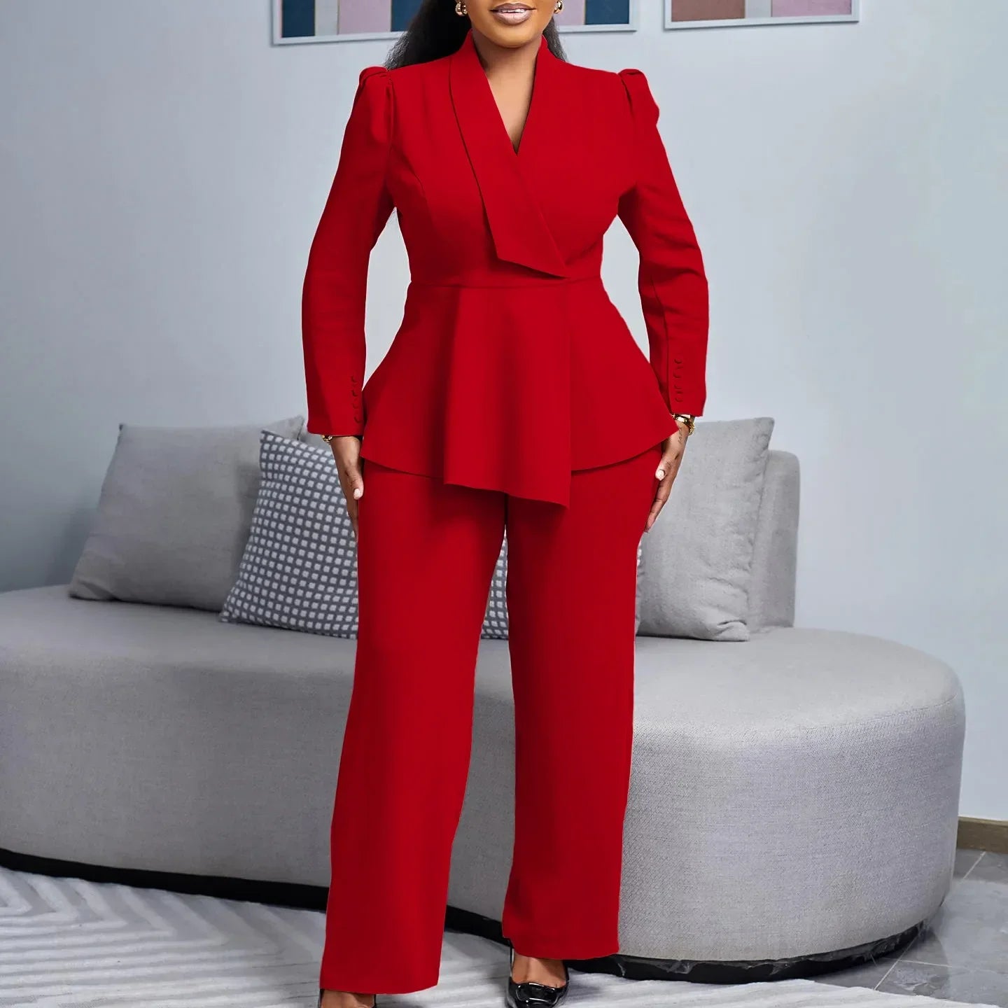Jana | Schickes Formelles Anzugset mit Tailliertem Langen Blazer für Damen