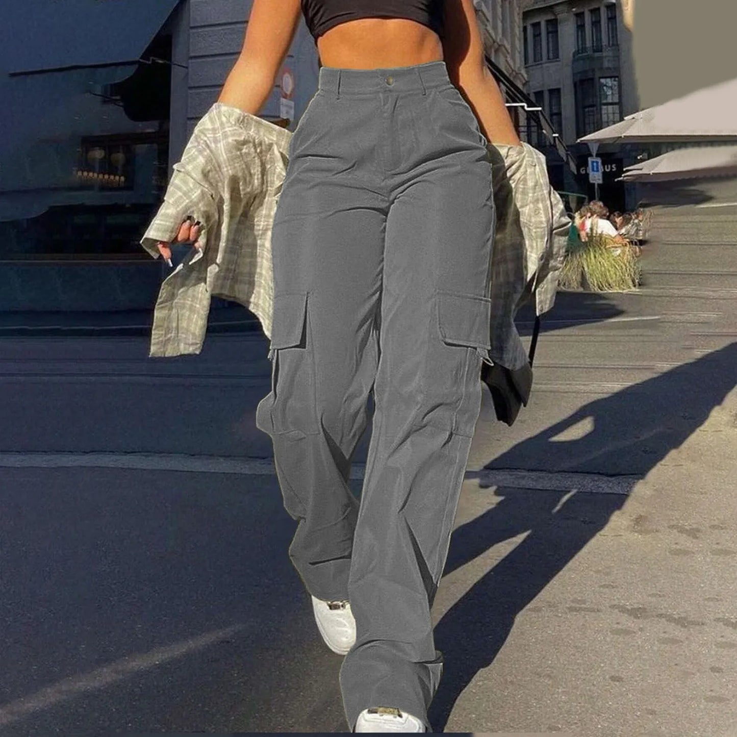 Anja | Damen Streetwear Cargohose mit Weitem Bein