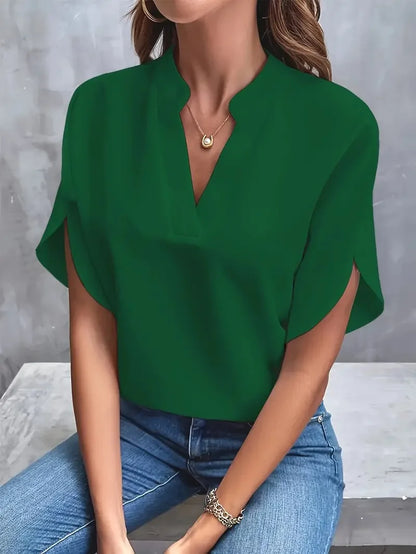 Susanne | Damen Schicke Sommerbluse mit V-Ausschnitt