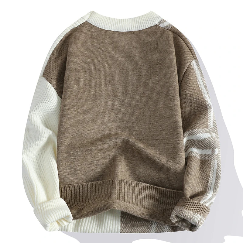 Paul | Herren Winter-Colorblock-Rundhals-Pullover